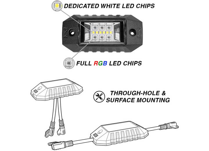 RGBW ADDRESSABLE LED ROCK LIGHT KIT;  XKALPHA APP CONTROLLED 8 PC                                    