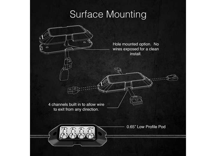 8PC 6W LED ROCK LIGHT ADVANCED KIT WITH DUAL-MODE DASH MOUNT CONTROLLER                              